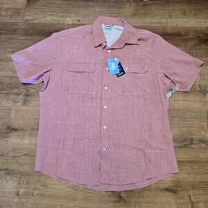 NWT!!!  Izod Men's Casual Reddish Pink Button Down Shirt Size Large